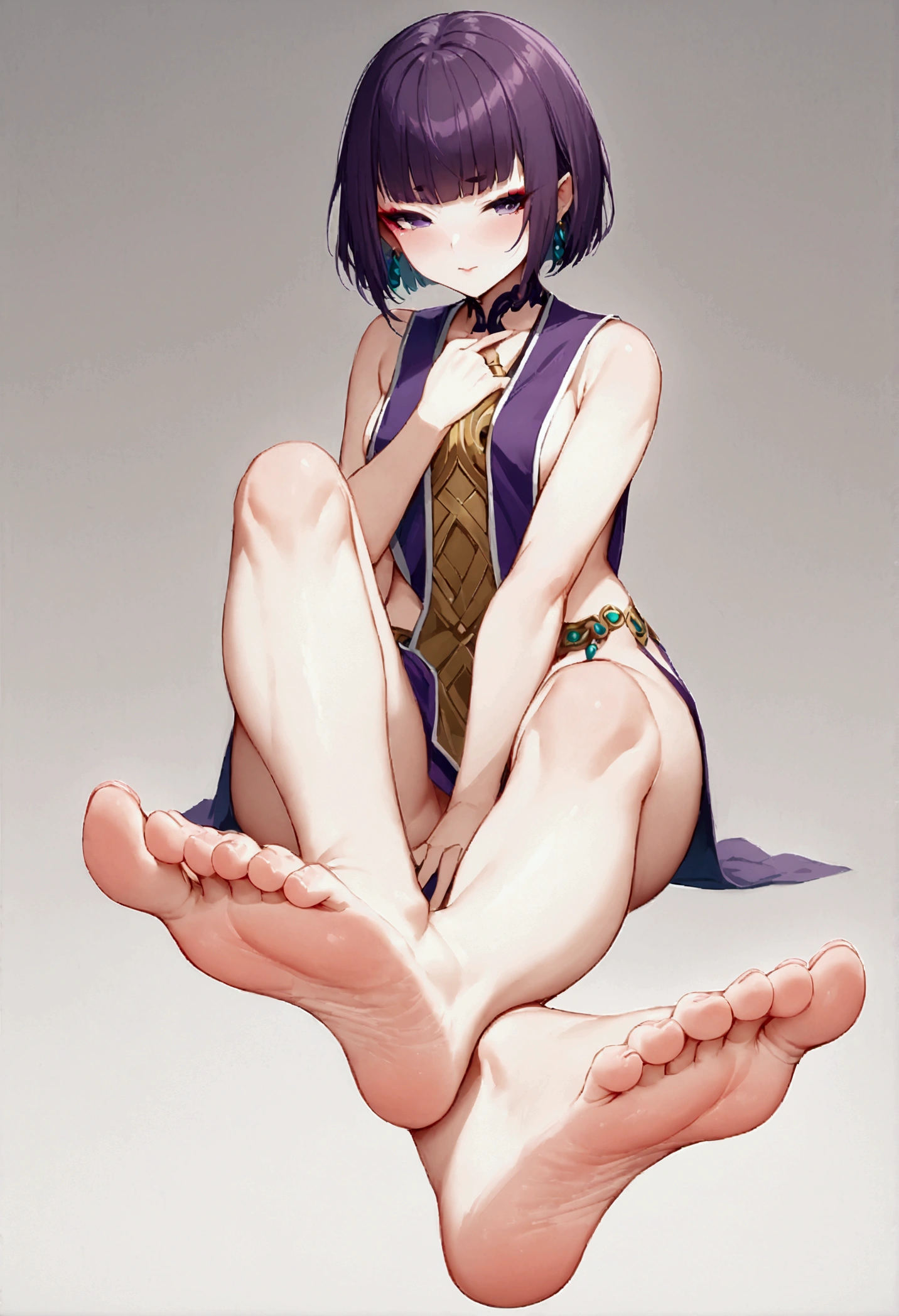 shuten,, Tabard,  adjusted, chest,  full body.Completely naked、Greek foot with long sole、Foot fetish