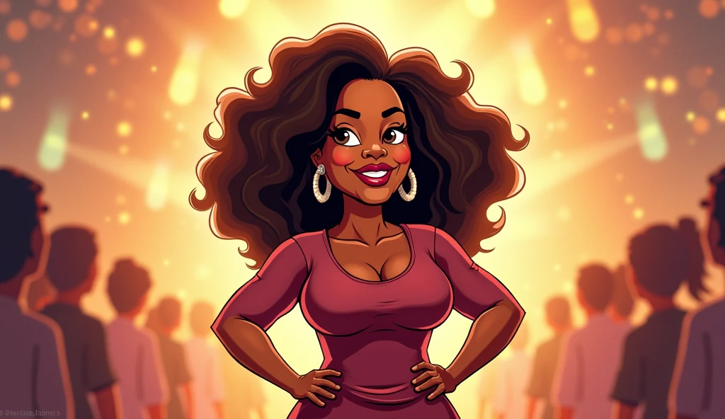 Digital painting, 8k, best quality, Black woman, curly hair, full lips, vast breasts, wide hips