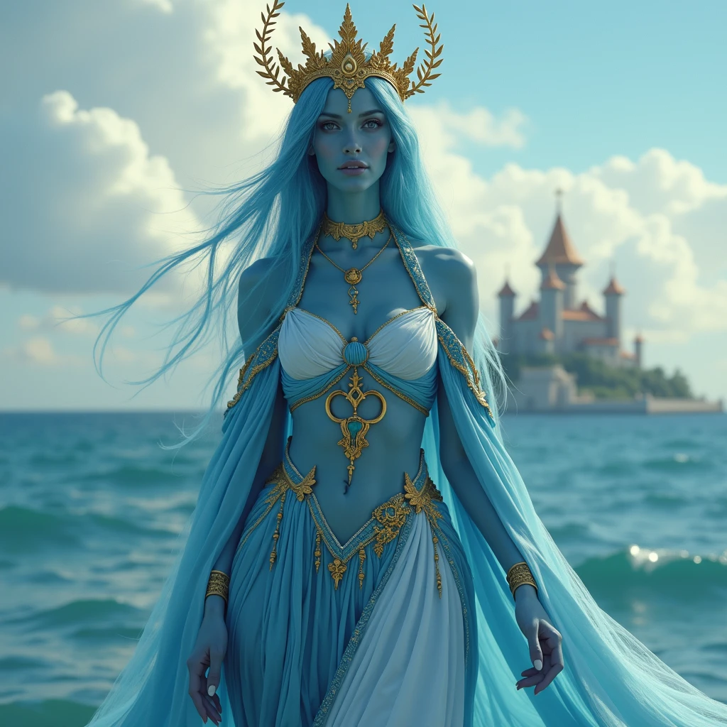 Blue Sea,The god of the sea who fell in love with the country,Reveal a beautiful figure,Show off her flawless ketone body without hesitation