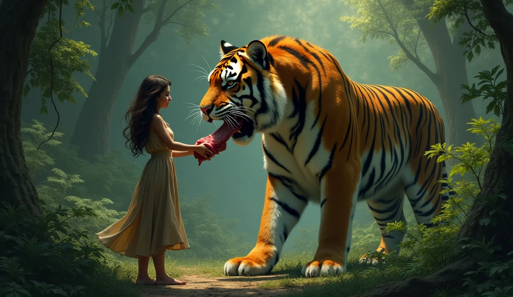Ultra realista, Child kissing angry tiger, super detalhado, ultra realista.