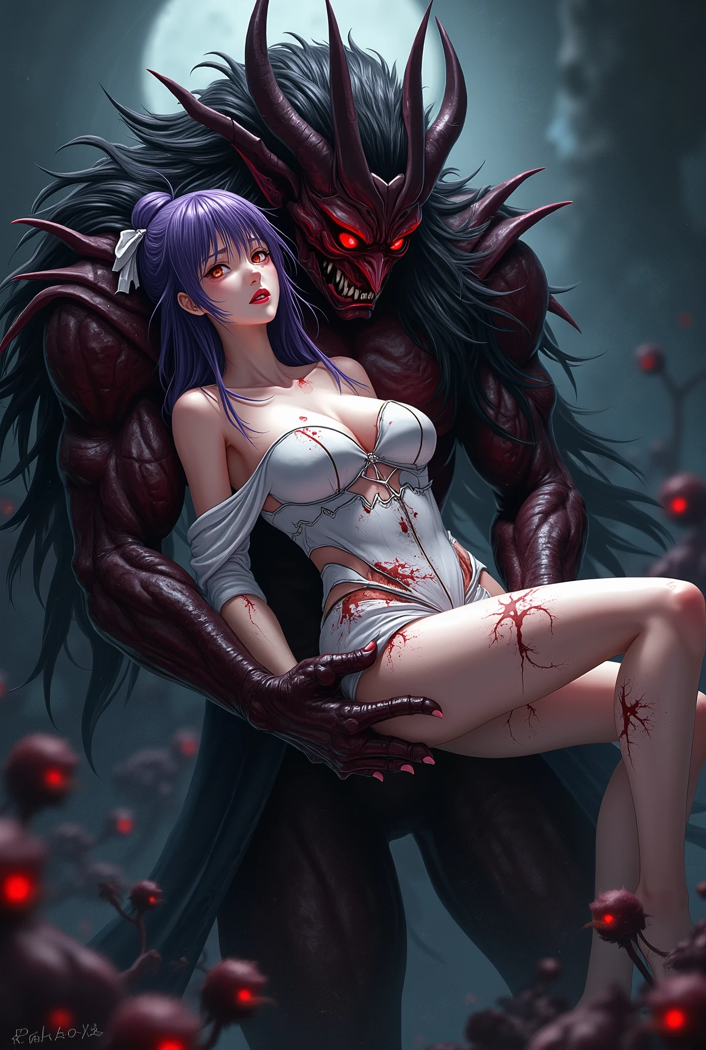 (((((Horror illustration))))), ((fantasy illustrations)), (((masuter piece))), ((dynamic ungle))、((eyes glowing red))、 ((Many monsters))), (Spirits)、(Monsters walking side by side at night)), (((Detailed background)))、(((Best Quality))), (((Best Illustration)))、 (((Best Shadow))), (((extremely delicate and beautiful)))、 (Back Light)、((Extremely delicate and beautiful)), (((a dark night)))、 ((Wind)), (Moonlight), (((Mature female vampires)))、 Mature female vampires、Mature succubus、 with large wings like a bat,,,,,,,,,,,,,,,,,,,,,,,,,,,,,,,,,,,,,,,,,,,,,,,,,,,,,,,,,,,,,,,,,,,,,,,,,,,,,,,,,,,,,,,,,,,,,,,,,,,,,,,,,,,,,,,,,,,,,,,,,,,,,,,,,,,,,,,,,,,,,,,,,,,,,,,,,,,,,,,,,,,,,,,,,,,,,,,,,,,,,,,,,,,,,,,,,,,,,,,,,,,,,,,,,,,,,,,,,,,,,,,,,,,,,,,,,,,,,,,、(Black nails)、(long claws)、(Slender face)、 Big breasts, (((Fangs grow))), (((((Sit on a man's ass,,,Kick a man,,,,,,,Kick a man,,,,,,,,,Kick a man,,,,,,,,,,,,,Stomping a man,,,,,,,,,,,,,,,Stomping a man,,,,,,,,Riding on a man,,,,,,,,,Riding on a man,,,,,,,,,,Muscular and healthy human male,,,,,,,,Two female vampires sandwich a man,,,,,,,,,,,,,,,))))),red eyes、 ((((One person is lying on his back、The opponent layers his body on top of it、Deep kiss、French Kissing))))、 ((A dark-haired)), (Shiny hair), (((Jewelry Pearl Red Eyes)))、 (finely detail)、 (((scornful eyes))),Big breasts、 (((Moonlight))), Abundant bloom, (((Four seasons fold々The beauty of)))、 (dead wood)、(Withered flowers})、seductiv、Mature female vampires、、、、、、、、、She wears black transparent suspender stockings and black high heels。Femme and move、((((Sexually provocative gaze、Entice your audience、Look at your audience with contempt))))。sexy lip。offcial art。8K Wallpaper Multiple Mature Female Vampires、the kiss、cuddling、hand on the breasts、fine panties、Beautiful exposure 、pointed Nipple、beutiful breast、二重まぶた、Sexy body、Full chest、Moisturized skin、((((BDSM、toppless))))、Strapless、Pose Seductive、a bed、Slender Leg、open one's legs、thin-waist