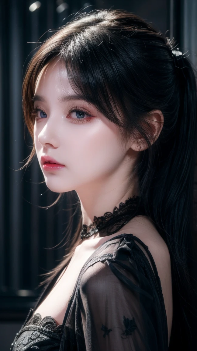 official art, unity 8k wallpaper, very detailed, beautiful, beautiful, masterpiece, best quality,
darkness, atmosphere, Mystery, romanticism, creepy, literature, Art, fashion, Victorian, decoration, complicacy, ironwork, race, contemplation, emotional depth, supernatural,
1 girl, alone, neck, chest composition