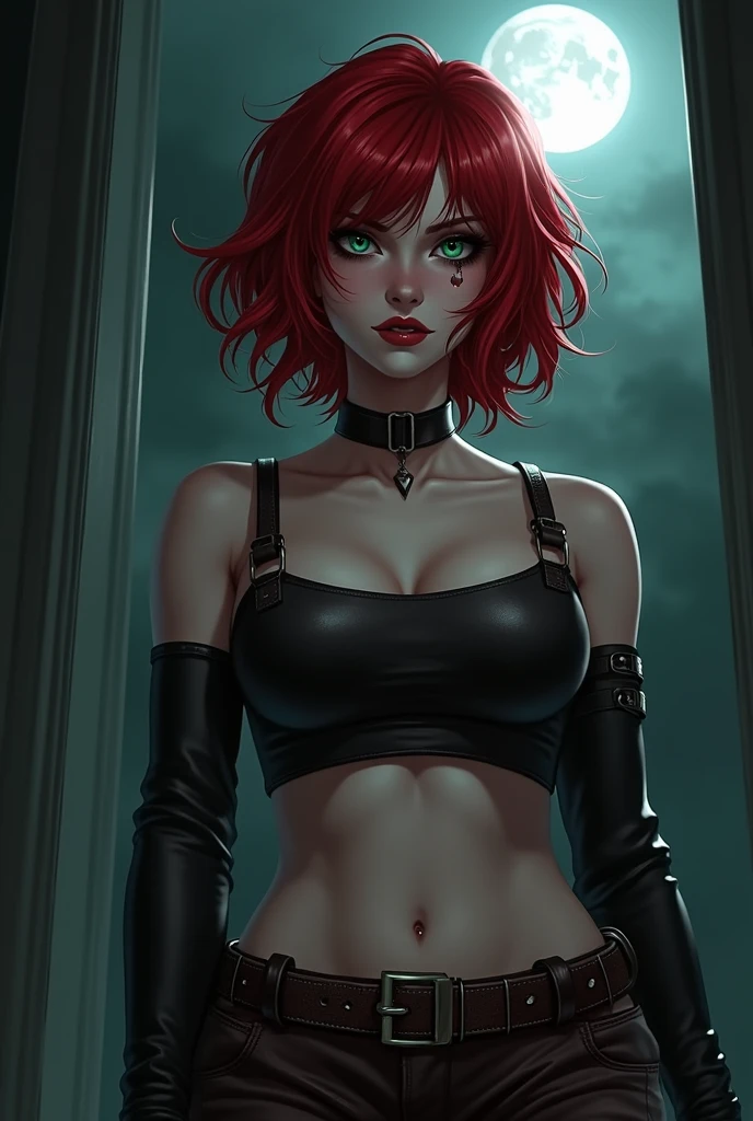 Masterpiece, Best Quality, Photorealistic, Rayne, Black Dress, vampire fangs, hair ribbons, Average Breasts,, dripping from the mouth,Bloodrayne, Danaerys Targaryen, Jenna Coleman