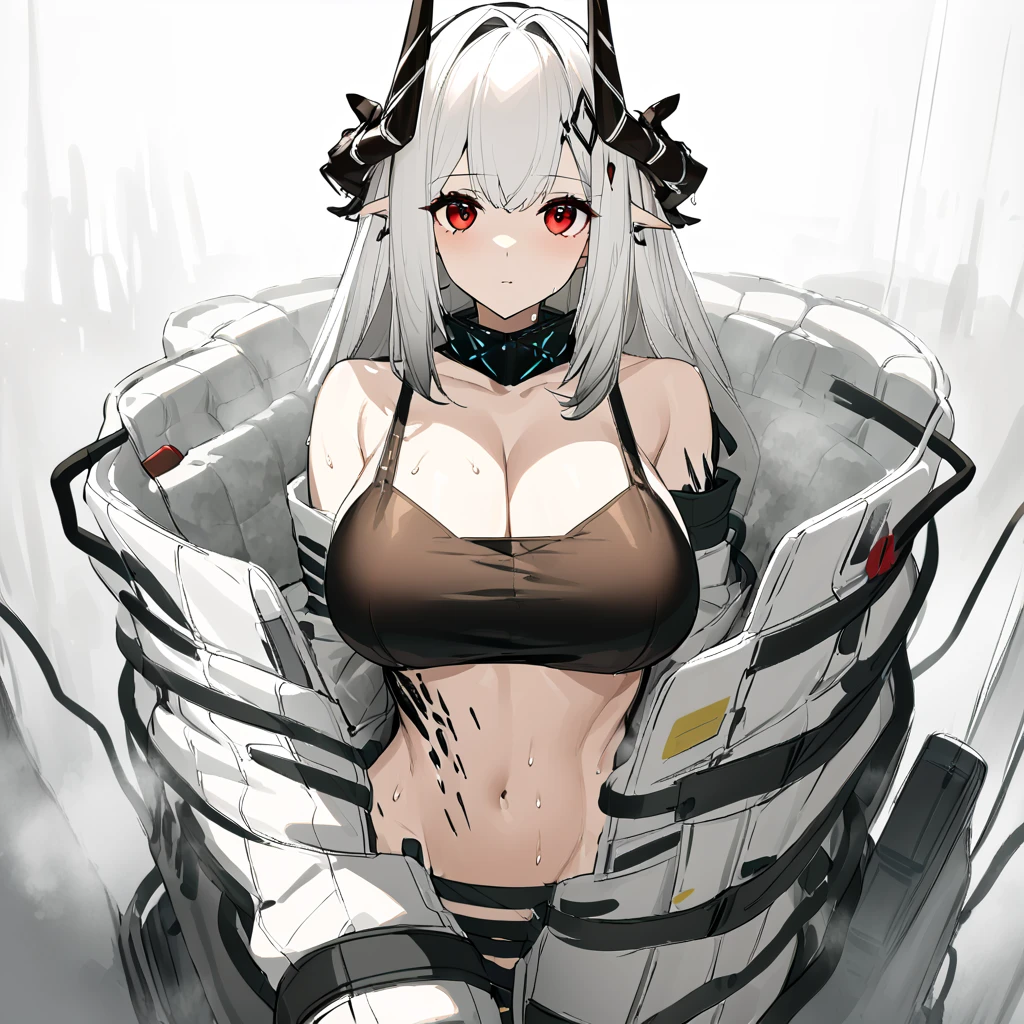 nsfw,( mudrock Arknights) ((a, girl)) (Big Breasts,glamorous ,glamorous body)   Masterpiece　(Steam Mist )    high definition 、 High Quality 、 Details、8k、 sweat、((Hand-drawn)) ((rough sketch)) Wet body　(love appeal)