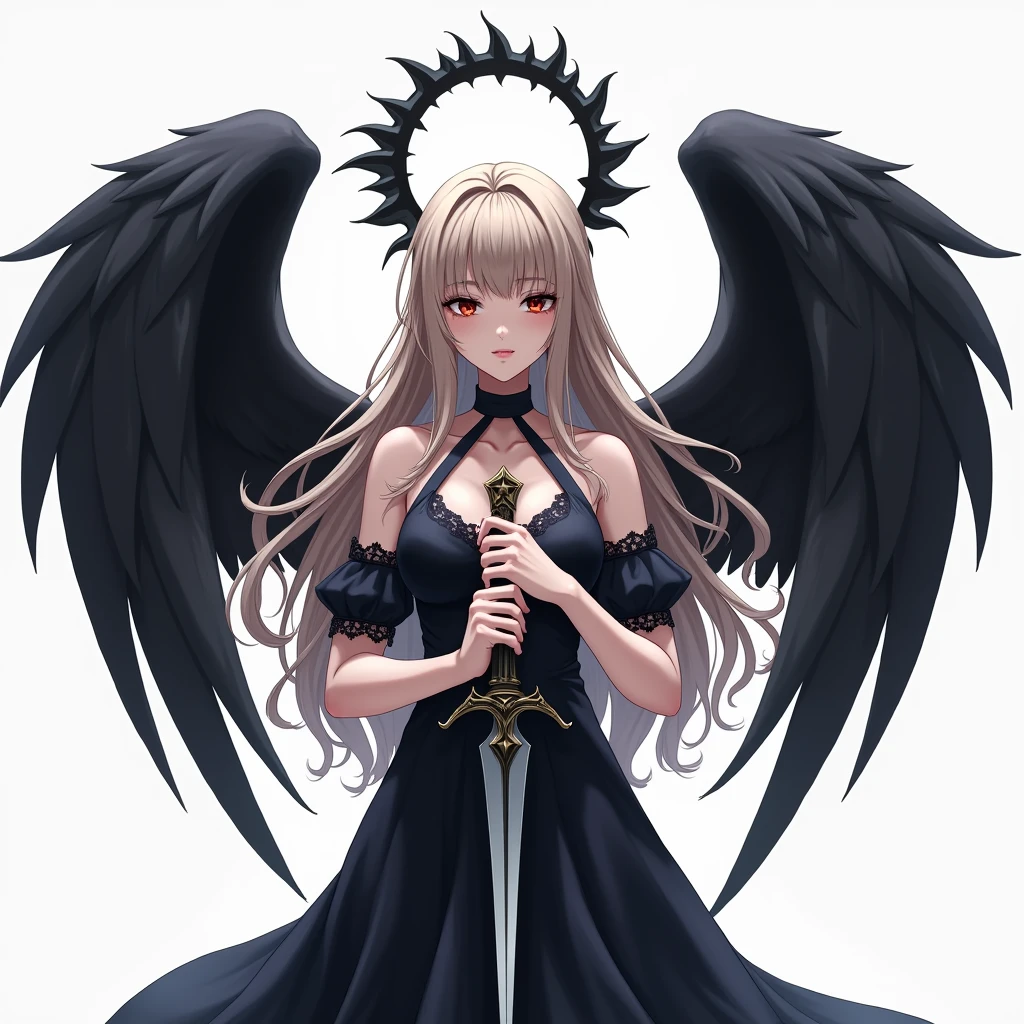 ((best quality)), ((masterpiece)), (detailed), 1girl, Character design, female, dynamic poses, long white grey hair, grey white eyes, very skinny, detailed, best quality, no accesoires around the neck, no shoes, prominent collarbones, skinny arms, flat stomach, visible hip bones, full body, blank white background, plain background, white background, red and white clothing, Bloodborne inspired, occult aesthetic, occult, detailed and intricate steampunk and detailed gothic, NSFW, Very dramatic and cinematic lighting, cosmic horror, grim-dark, side-lighting, perfect face, NSFW, Fluttering lace flared long knee length dress with frilly petticoats, knee length dress, pleated petticoats, petticoats gothic, complex lace boots, side-lighting, gothic aesthetic, wielding a mighty sword with mechanical components, mandalas, small breasts, a fairy, various different types of insect wings, NSFW, full body, whole body, body, plain background, white background, blank background, no background, white background NSFW, chains, full body, whole body, head-to-toe NSFW
