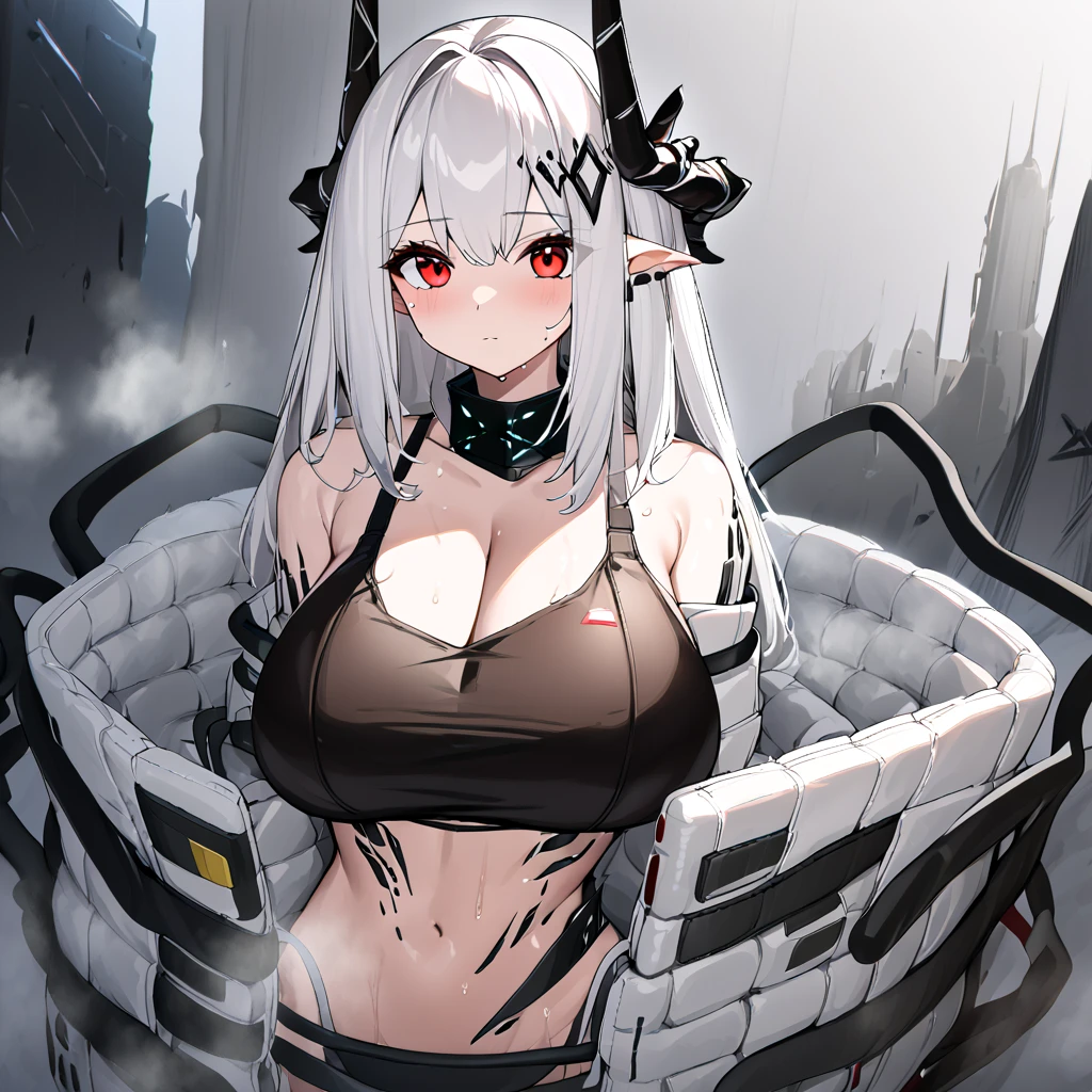 nsfw,( mudrock Arknights) ((a, girl)) (Big Breasts,glamorous ,glamorous body)   Masterpiece　(Steam Mist )    high definition 、 High Quality 、 Details、8k、 sweat、(((Hand-drawn)))  wet body with semen　(Emphasize the body)((TemptationPose)) (Faceless male )