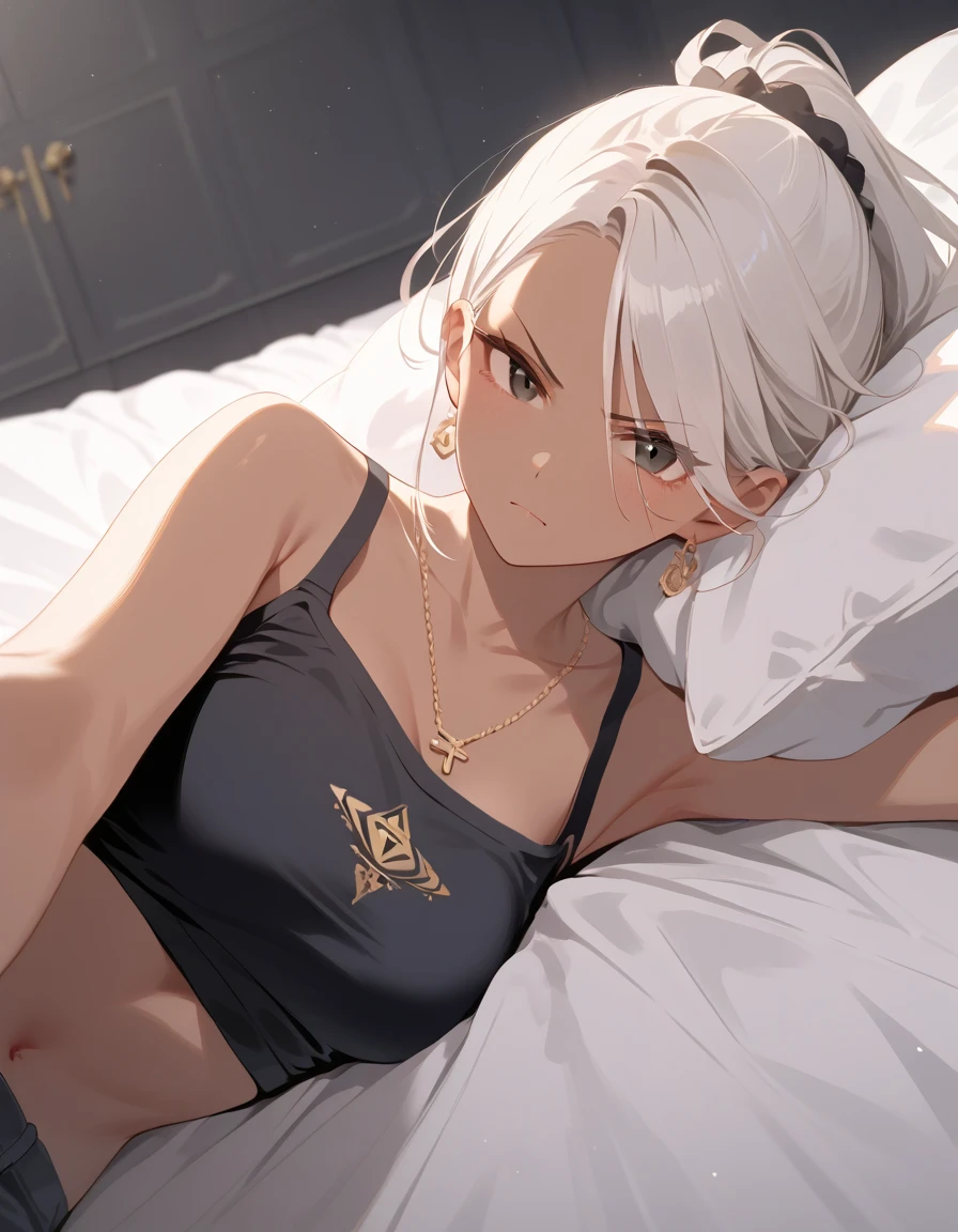 absurd, highres, ultra detailed, (1girl:1.3),
BREAK
, Create a minimalist design, with clean lines, simple shapes, and a focus on composition and balance.
BREAK
, Creates an environment of seduction and libido where a girl explores her body in a seductive way.
BREAK
, Capture an image in low light, with minimal lighting and a focus on the subtle details and atmosphere of the scene.
BREAK
, Create a scene of a white-haired girl, with an eye patch, lying on a white bed in a seductive and sensual way.