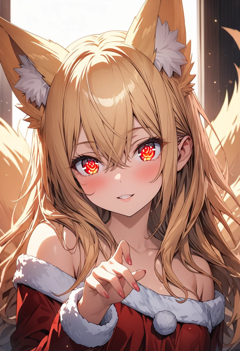 ((Highest quality)), ((masterpiece)), (detailed), (Perfect Face)、The demon woman is Yuuki Asuna, with light brown, semi-long hair.、The woman is a werewolf