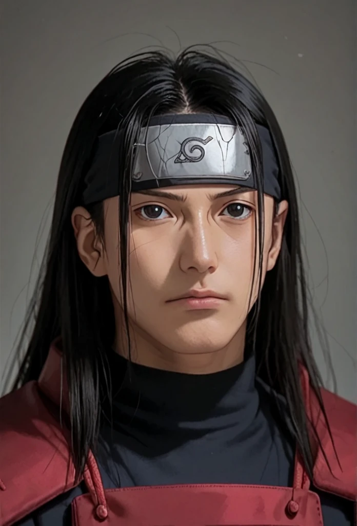 Hashirama, black long hair, head protector, black eyes, black shirt, mix ronin