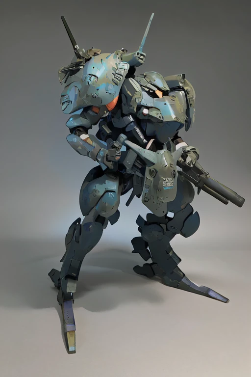 oil paint, blue glay painting body:1.3, Super Detail, high details, High quality, Best Quality, hight resolution, 1080p,blue glay camouflage scheme painted militaryrobot,super fine concept art,beast robot,solo,no human,no background,military,blue glay armor, small shoulder, giant,multi-legged vehicles,giant foot,big foot,heavy foot,tank,short foot,  thin legs:1.8, four legs, more legs, world domination, missile launcher on shoulder