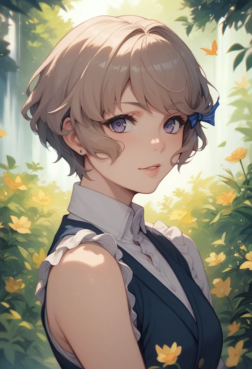 koga tomoe,  short hair,  anime style 