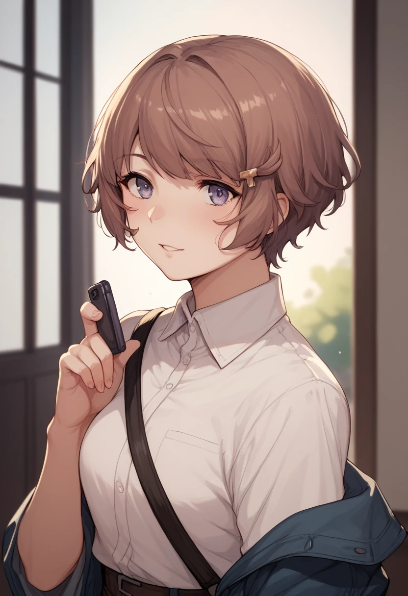 koga tomoe,  short hair,  anime style 