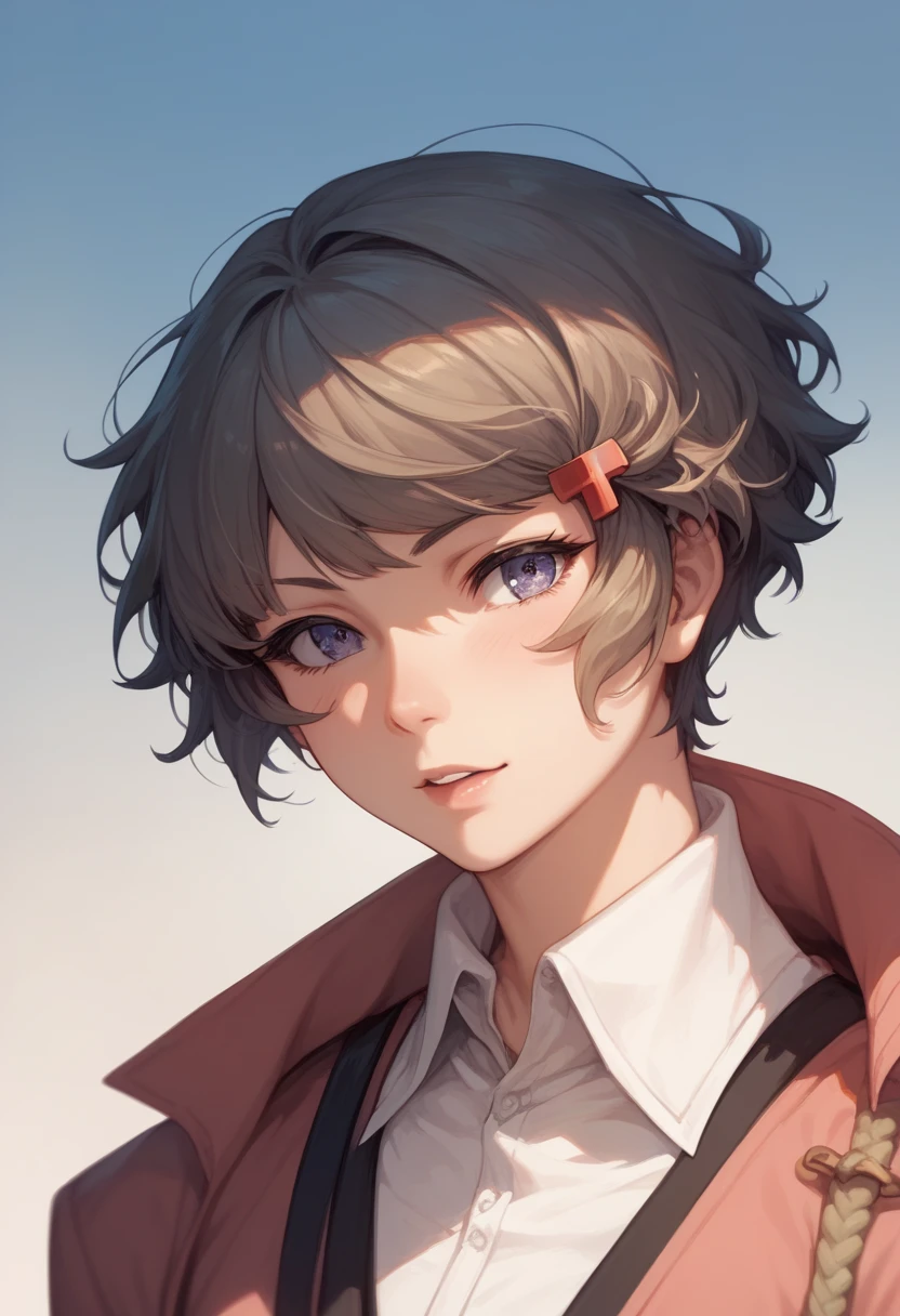 koga tomoe,  short hair,  anime style 