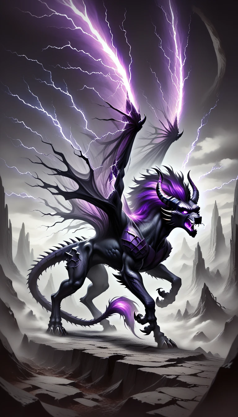 Prompt:
"A majestic, ferocious beast, Jima towers over the landscape with a blend of primal strength and regal elegance. His form is a perfect balance of power and grace, covered in sleek, shadow-like fur that ripples with a living, dark energy. His massive, muscular frame exudes unyielding dominance, each movement radiating controlled ferocity. His glowing purple eyes burn with a sharp intelligence and unrelenting resolve, piercing through the darkness.

His head is adorned with curved, obsidian horns that spiral backward, crackling with faint violet energy, adding a majestic aura to his terrifying visage. A row of jagged spikes runs along his broad, powerful back, glowing faintly with an ethereal purple hue, merging seamlessly with the darkness. His claws are long and razor-sharp, glinting with an otherworldly sheen, while his massive, barbed tail sweeps through the air, trailing tendrils of purple mist.

The ground beneath him smolders and cracks, illuminated by glowing purple embers as dark clouds swirl overhead, broken by arcs of violet lightning. The air around him shimmers with his overwhelming presence, a fusion of primal chaos and celestial majesty, as Jima stands as the embodiment of raw power and indomitable will, surpassing even the most fearsome of creatures."

This elevated design enhances Jima’s ferocity and majesty, making him even more visually striking than the werewolf. Let me know if you'd like any modifications!
