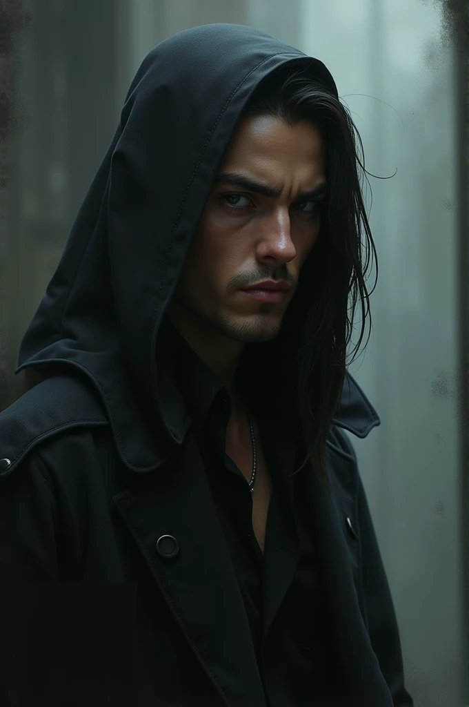 a man , +++centered in frame, portrait, full body,Fantasy wizard robes with intricate embroidery, deep hoods, and ornate embellishments, raw, photorealistic, 8k, close up portrait photo by Annie Leibovitz, natural lighting, detailed skin, ultra realistic, bokeh, sharp features  <lora:Crow:0.8>