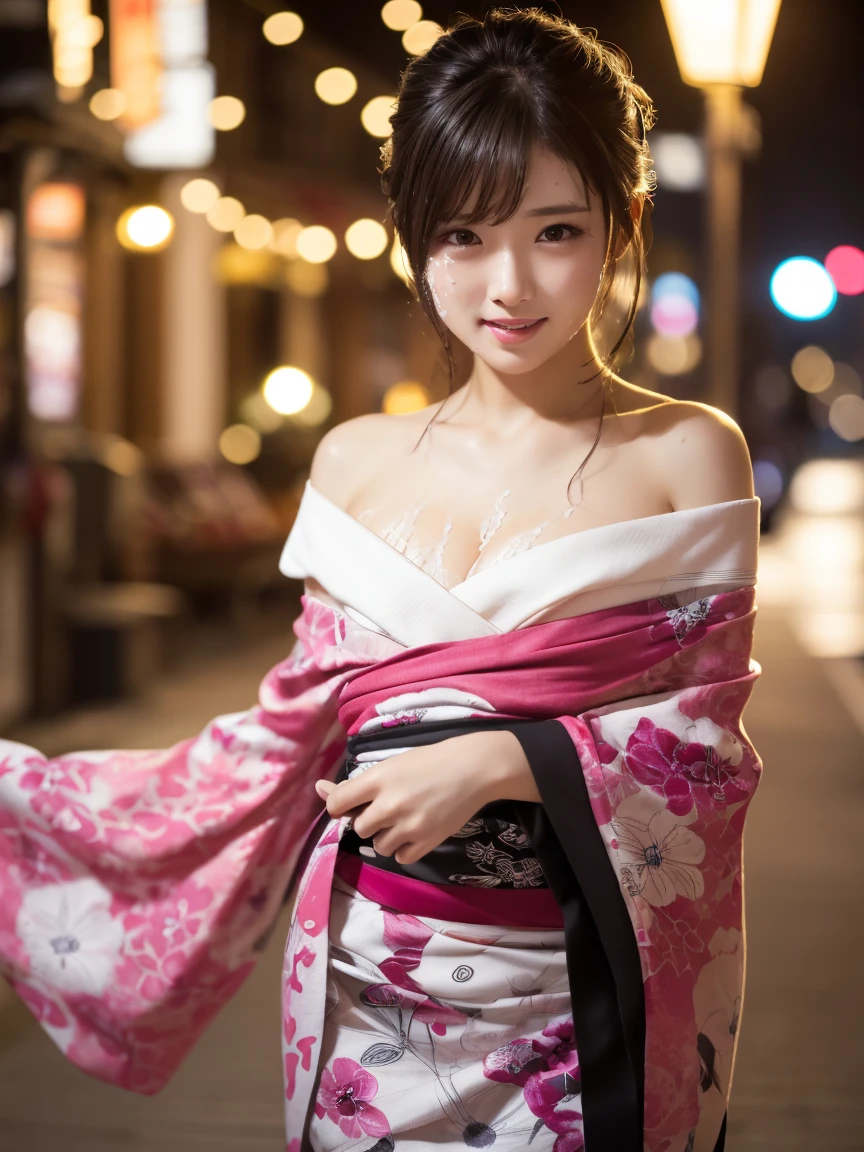 Japanese Girls,kimono,Shrine maiden,Fabric details,Skin Details,Night Light,whole body,Realistically,Realisticallyขั้นสุด,Realistically,High resolution,4K