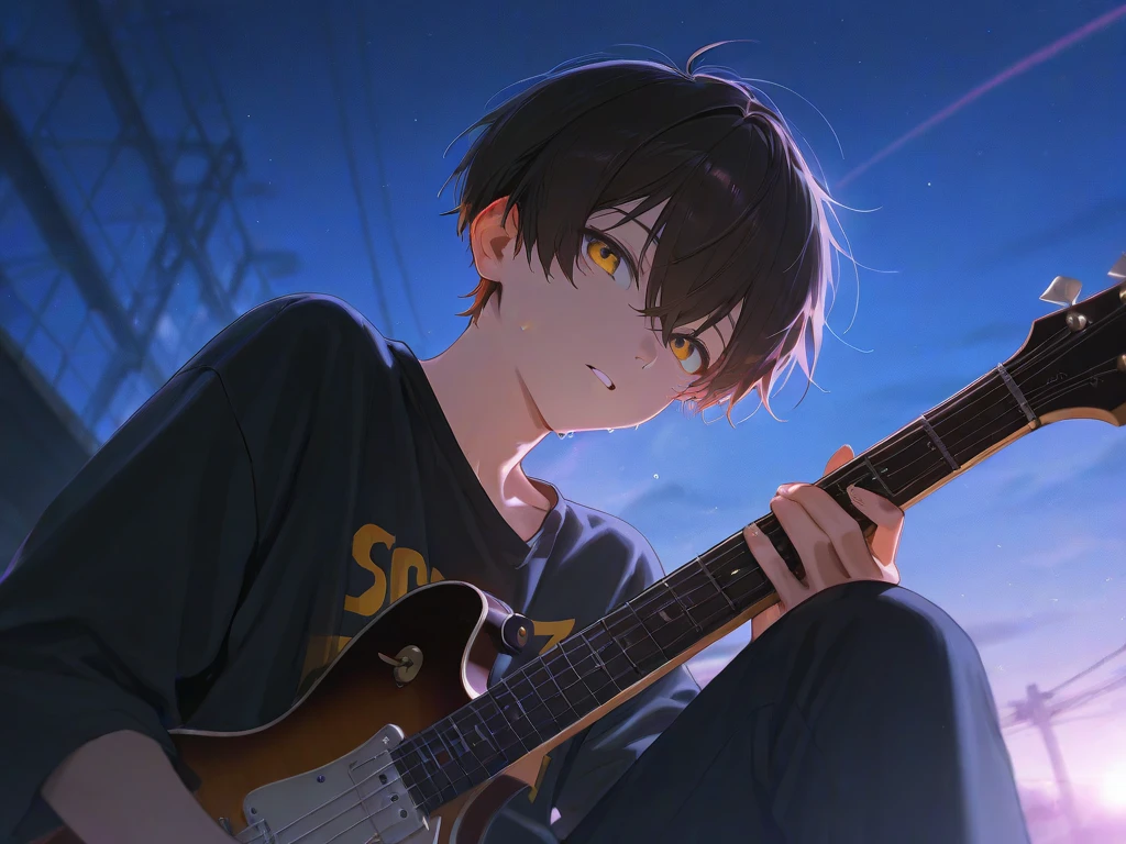 Boy playing guitar