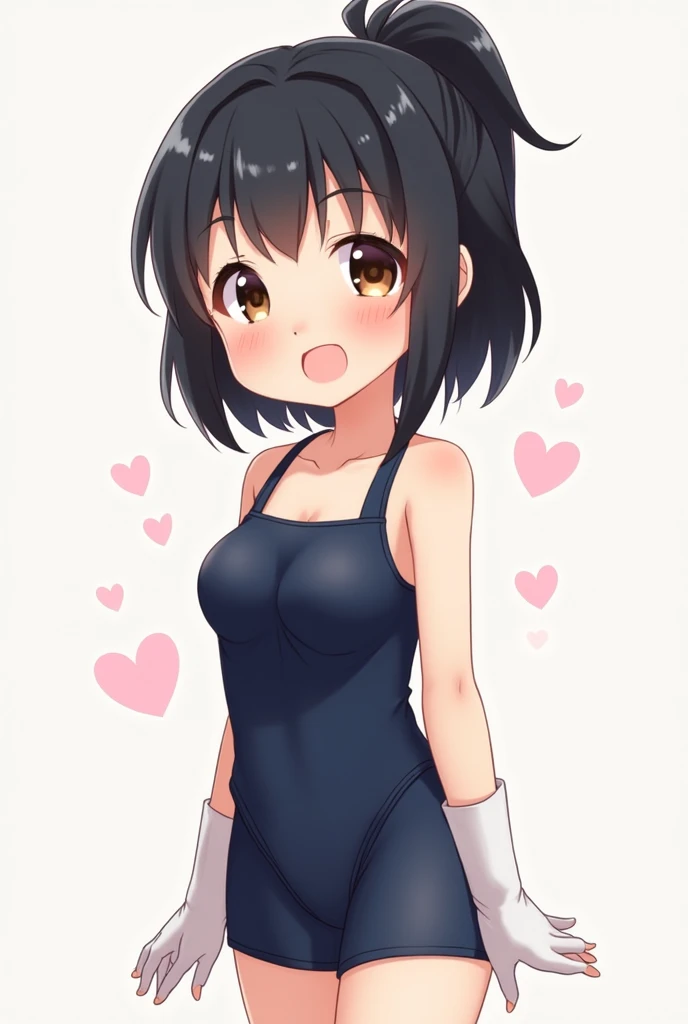 nsfw, shinkai makoto, Kimi No Na Wa., One girl,15yo, bangs, Black Hair, blush, Brown eyes, Glowing Skin, Red headband, Red ribbon, Red Bow, Exposing shoulders, Black knee socks, short hair, smile, Small breasts, (Nipples are visible), Down blouse, Open your mouth, cute, alone, Happy, hair ornaments, Bunny ears, Playboy Bunny, Pink leotard, Detachable collar, Looking at the audience, Pink Background, Simple Background, Upper Body, Fishnet tights, Uplifting, Dynamic Angles, Super energetic, Alluring