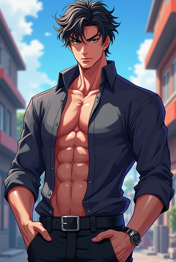 Slim and muscular with pink nipples、A cool, handsome guy、A Japanese high school boy who seems like he could exist in the real world and be popular with both men and women。
There is also a slightly cute side。
His face was gruff.。