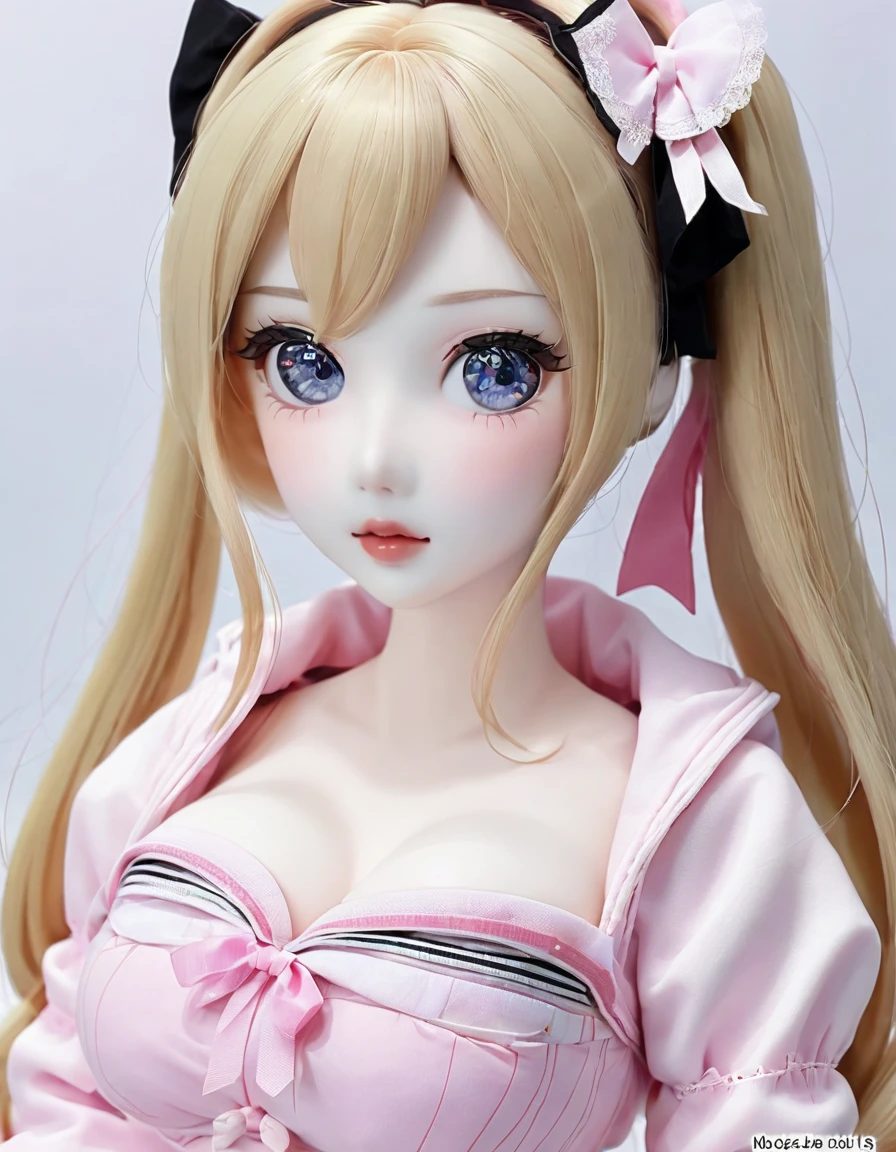 (masterpiece,  Best Quality : 1.2), 1twintails barbie Toy Doll,Toy Doll，colloid，  delicate eyes , Wide hips, colloid皮肤，(Wearing thermal underwear ,)， huge natural breasts ，