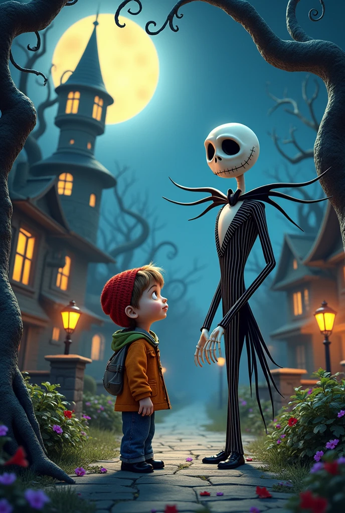 Make a picture with the main characters of the movies: Coraline, ParaNorman,  Bride, Frankenweenie e The Nightmare Before Christmas.