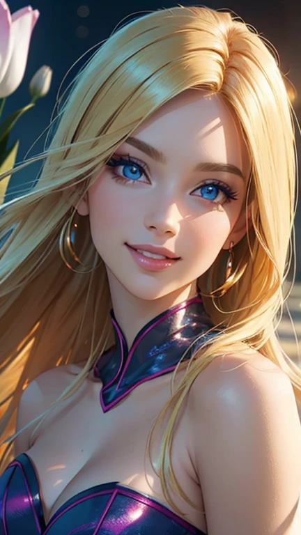 (best quality,ultra-detailed,photo-realistic:1.37),bright and vibrant colors,studio lighting,playful expression,stylish makeup,long blonde hair flowing in the wind,alluring eyes,glossy lips,sexy pose, Capcom, smiling in a confident and seductive way,posing for a professional photoshoot,shallow depth of field,highlighting the main subject,soft natural lighting,creating a dreamy and magical atmosphere.