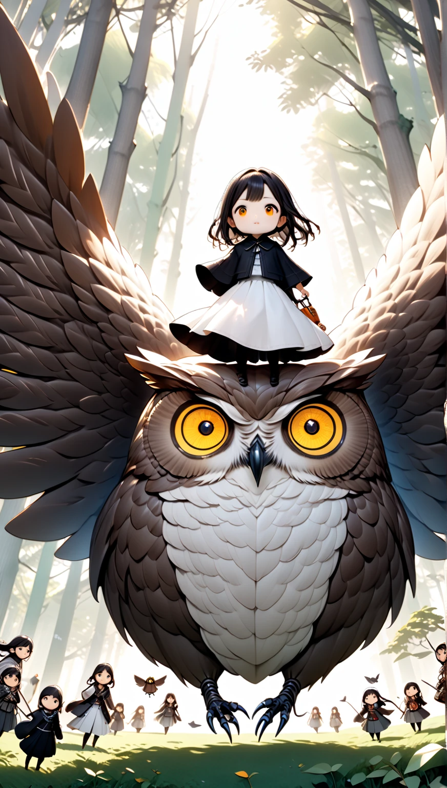  GIRL RIDING A GIANT OWL , Hzk,   Ultra Miniature Girl  , 