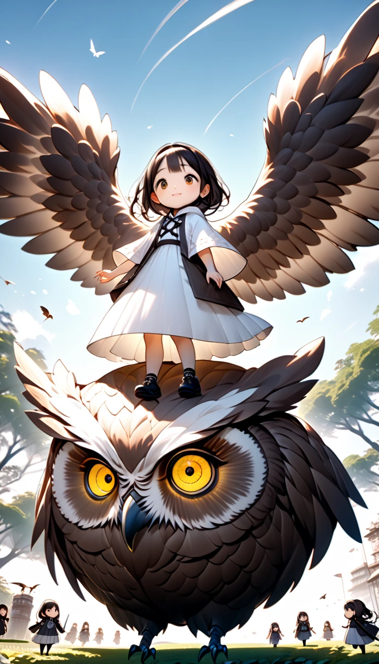  GIRL RIDING A GIANT OWL , Hzk,   Ultra Miniature Girl  , 