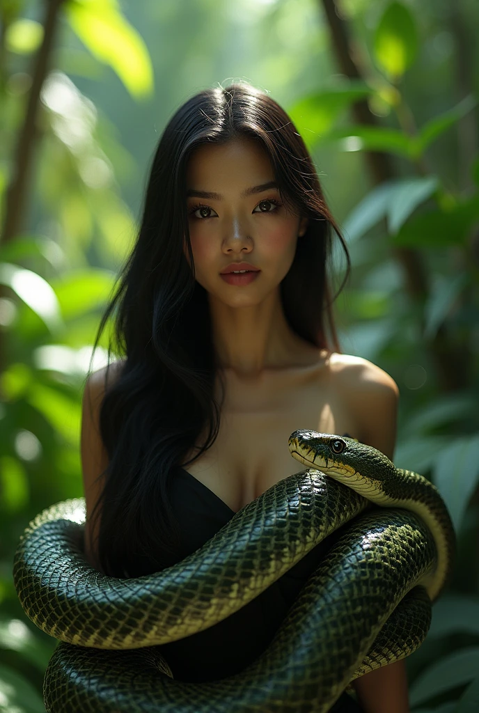Top quality, masterpiece, super high resolution, real photo, raw photo, cute, beautiful Filipino young teen girl, happy expression, joy, glossy skin, dramatic lighting, full body, full body wet, dirty white tank top, sheer with thin fabric, white shirt dirty with mud, beautiful breasts, beautiful ass, butt sticking out, creepy, in the dark jungle, waterside, black large titanboa , slim, long limbs, slimy, slim Sleeping on large titanboa a large giant black titanboa wrapped around her neck, a large titanboa wrapped around her body, a titanboa’s head from between her crotches, a titanboa and a titan’s intertwining their tongues and kissing, a girl hugging giant titanbo a girl and a large titanboa staring at each other Many large anacondas horny aroused tentacle sex large object penetration nsfw snake tongue kissing blowjob bestiality