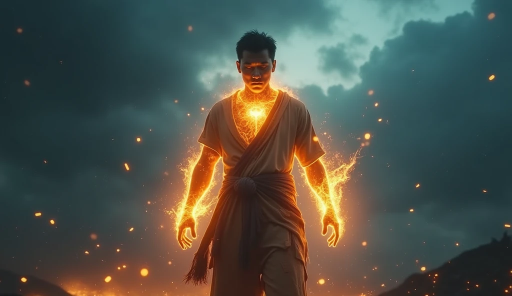 "O Deus do Sol, Um Homem loiro em uma carruagem de fogo, holding the sun in your hands. Perfect balance of shadow and lighting, ambiente celestial, brilhante, distante, geralmente arejado, mas ainda assim intimidadoramente poderoso, The mythological setting in which you are static is drawn accurately with a master's brush. Toda textura e detalhe meticulosamente representado. The scorching heat of the sun envelops you and immerses you in a magical and enchanting world."