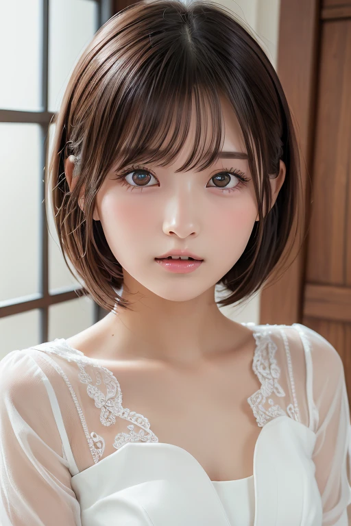 Highest quality, Face Focus, Soft Light, Ultra-high resolution, (Realistic:1.4), RAW Photos,
One of the Japan, alone, cute, (pupil, light in your eyes), Beautiful face in every detail, (Gothic Maid Outfit、Headdress、Very fine lace),(High resolution detail of human skin texture),
(Bobcut)、Loose and fluffy hair、
indoor,
cardigan、sheer
(Portraiture)