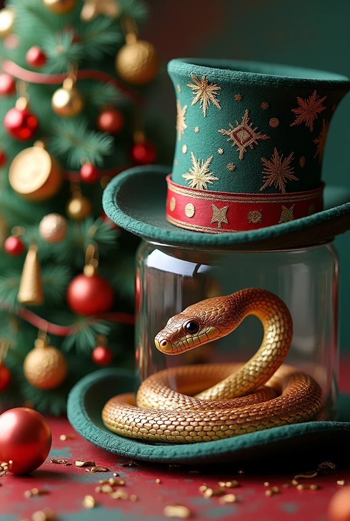  Toy Made of glass in the shape of a snake beautiful color, Christmas tree decoration Beautiful , 8 k,  complex textures ,  better quality ,  masterpiece fails, Wonderful,