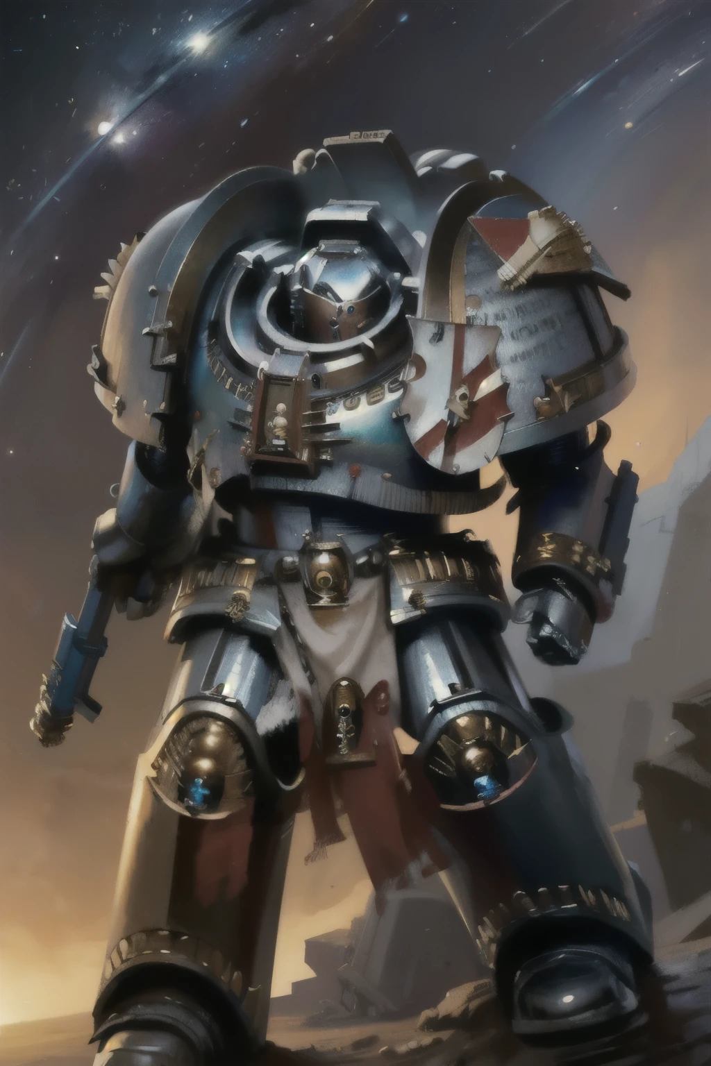 Concept art, Absurd resolution, high resolution, (masterpiece: 1.4), hyper-detail, gk, terminator armor, Astarte, space marine, Warhammer 40k, 