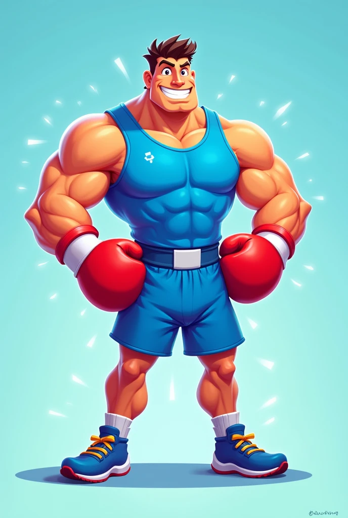 illustration bald muscular white man doing double biceps pose
