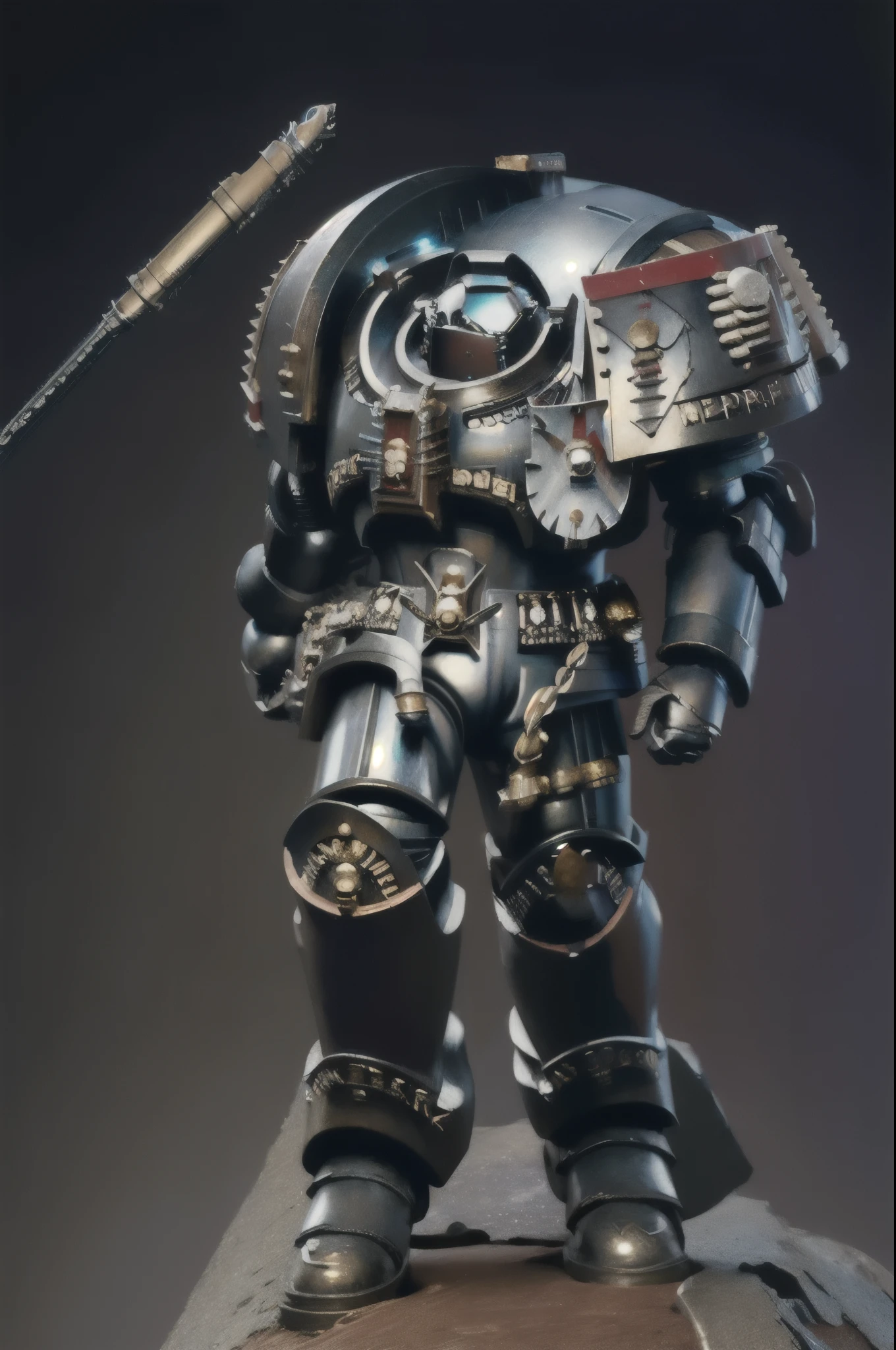 Concept art, Absurd resolution, high resolution, (masterpiece: 1.4), hyper-detail, gk, terminator armor, Astarte, space marine, Warhammer 40k,  solo, comic style, black background,