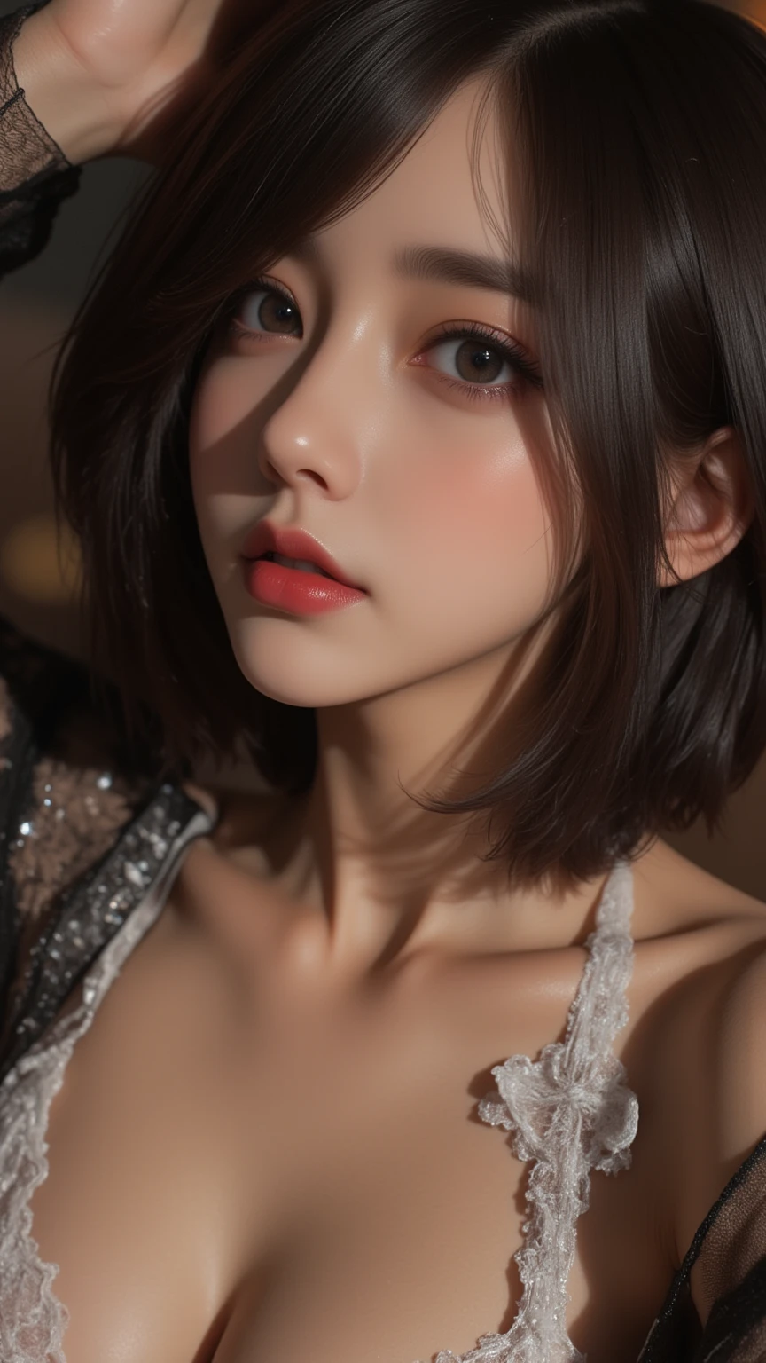 (Browsing Caution:1,4),Mix 4, (8k, RAWphotograph, Highest quality, Tabletop: 1.45), (Realistic, Realistic: 1.37),illumination, night, プロのillumination, photographn mapping, Radio City, Physically Based Rendering, Gradient Brunette, 高品質のphotograph, High resolution, 1080P, (Detailed facial depiction), (Detailed description of the hand), (Delicate CG), Extreme light and shadow, Rich details, (Detailed facial features), (Highest quality), Look in front of you, Highly detailed face, Highly detailed lips,  超High resolution, (truth: 1.4), photograph, 1 Girl, [(sad)],  , Thin limbs, movie, Cool pose, I Cup, Highest qualityな完璧なボディ, photographのような, (1 Girl: 1.3), Perfect balance, (Huge, Perfect breasts, Areola),(Realistic, Realistic:1.37),One Girl, Cowboy Shot,Professional Lighting, Photon Mapping, Radio City, RAWphotograph、(Realistic:1.4)、Octane Rendering、Complex 3D rendering with ultra-detail, Studio Soft Light, Rim Light, Crisp details, Super detailed, Realistic skin texture, detailed aspects, Beautiful details in the eyes, Highly detailed CG Unity 16k wallpaper, Compensate, (Detailed Background:1.2),Highest quality, 超High resolution, Tabletop, One Girl, One Girl,alone, Upper Body,Show Viewer, White Background, Multicolored Hair, Compensate , Lips parted, Black Lips, eyeliner, Gothic, Goth Girl,((Light on the face:1.2)),((movie照明:1.2)),(Photorealism:1.4),((30 piercings in left ear)),((necklace)),((A woman who is always smiling)),((nightのプールサイド:1.4)),((Facial lighting:1.1)),((Upper Body:1.2)),((Delicately draw the face:1.2)),((Multicolor hair color:1.1)),((Very short bob cut:1.4)),(((Completely naked))),(((nsfw))),((Small breasts:1.4))