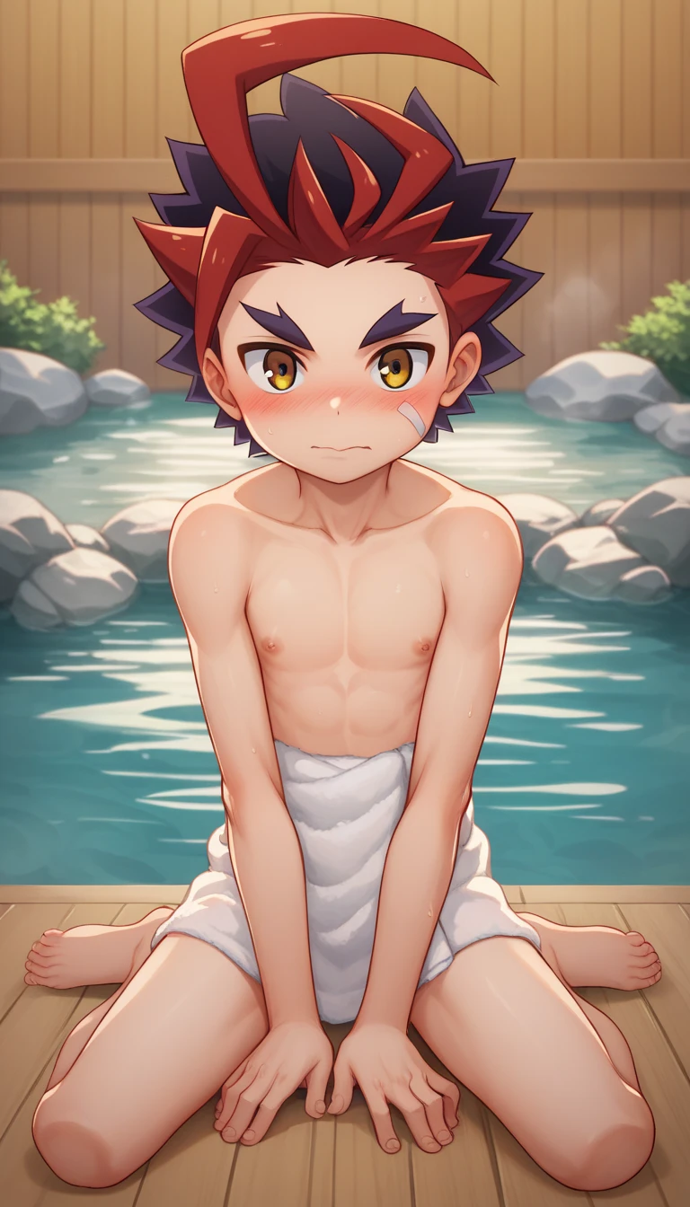   Masterpiece , High Quality , , cute , , , young, , Age Regression, Shota,cute boy , Stationary , , perfect opaque , Perfect texture , Perfect sewing, , boys,gao mikado,blushed, , Slim body, , onsen, innocent boy, , , towel ,, , ,No pants,lying down, ,,kneeling  ,innocent boy,boy,   ,,solo,no pants, front view, embarrassed,look at view,sitting,sexy pose,1boys,solo,
