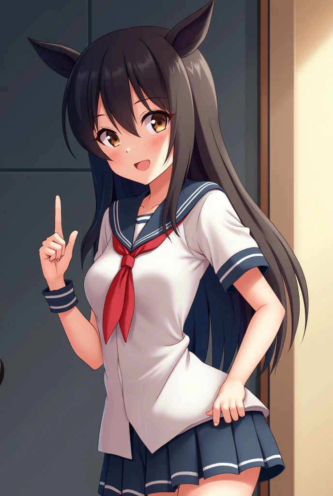 asashiokainiKC, Long Hair, shirt, Knee socks, Long sleeve, ribbon, , neck ribbon, Apron dress, (Small breasts:1.2), (Small body:1.2), (Low length:1.2), One , alone,
break 
(SFW:1.3), (whole body), (Bust up shot:1.2), (Face Focus:1.1)
break
0pen,  (Sticking out tongue), ((Long Tongue)), (Open your mouth) , From above, (Overhead Shot)
break
(;d:1.2), A shy smile, (blush:1.2), 閉じた目
break
official art, Masterpiece, Highest quality, Highest Resolution, 8K, Most detailed, Extremely elaborate hands, Highly detailed fingers, Highly detailed mouth, perfect anatomy
break
(indoor, Bedroom), dust, dust, Particles of light, Highly detailed 16K CG wallpaper