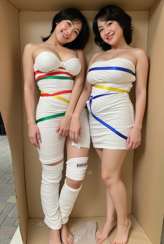 ((Best Quality, 8K, Masterpiece: 1.3)), Wide Angle, Focus: 1.2, 2 Petite Nurses, Perfect Body Beauty: 1.4, ((Short Hair, Layered Haircut, Beautiful Breasts: 1.2)), (Wet Clothes: 1.1), Highly Detailed Face and Skin Texture, Fine Eyes, Double Eyelids, Whitened Skin, (Realistic Light, Best Quality, 8K, Realistic, Masterpiece: 1.3)), Clear Focus: 1.5, Beautiful Nurse, Perfect Body Beauty: 1.4, Slim Abs:1.1, ((Short brown layered hair, flowing hair: 1.2)), (Blue nurse suit: 1.4, open, nurse cap: 1.2, gloves: 0.5), smooth see-through clothing: 1.2, Operating room, ultra-fine face, realistic pupils, double eyelids, long eyelashes, swollen eyes, healing smile, pink and fair skin: 1.5, (delicate stiletto heels crystal band sandals, high quality: 1.2, fair pink toes: 1.5), waist focus, hip focus, buttocks: 0. 6, Model pose [Full body: 1.2]