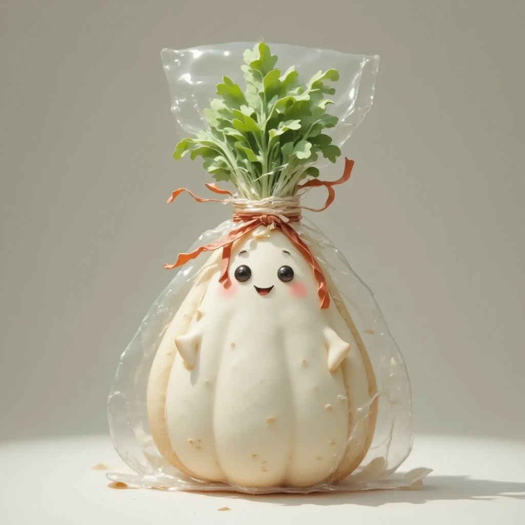 Halloween icing cookie\(shaped daikon character\) in a clear bag and tied with a cute red ribbon, cookie for gift