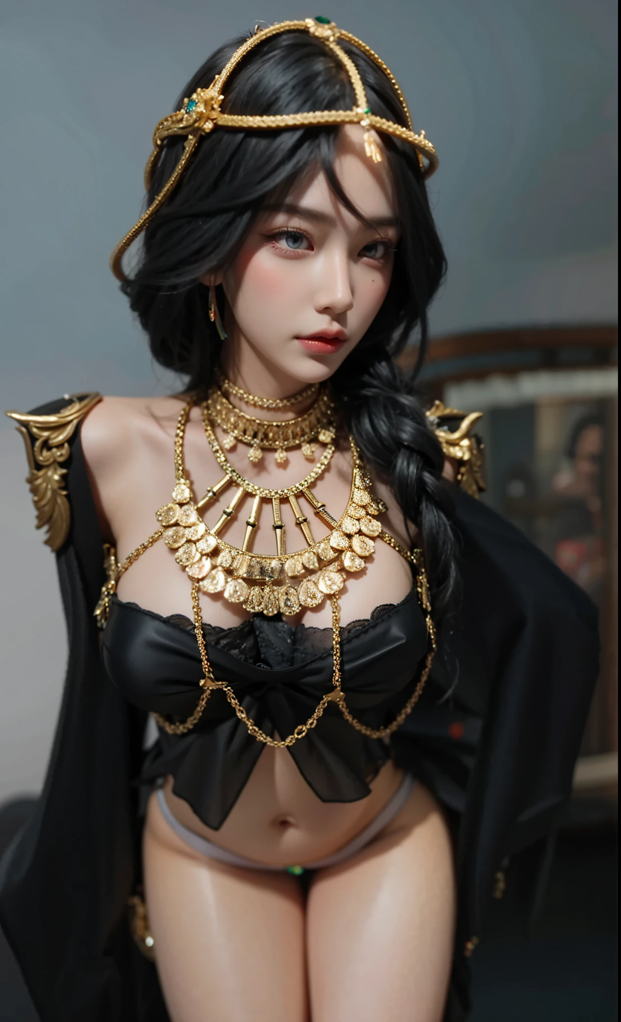 (masterpiece, best quality, extremely detailed 8k, ultra hd, ultra-detailed, highly detailed, highly realistic, ultra-realistic, photo realistic), (1girl:1.5), (detailed realistic skin), (realistic big breasts), slender abs,