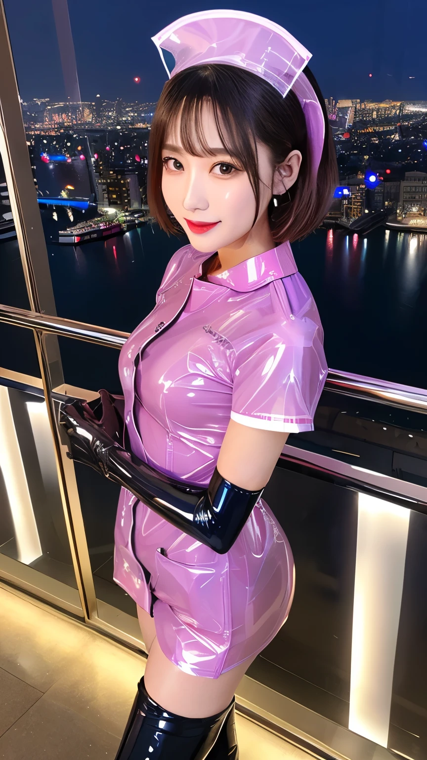 (masutepiece:1.0), (Best Quality:1.4), (A high resolution:1.2), (Photorealistic:1.4),(from above:1.5), (8K, Raw photo:1.2), (Soft Focus:1.4),BREAK,There is 2 girls wearing latex nurse who is hugging each other and jumping to the sky and smiling and taking pictures.............................................................,full body lesbian,( her whole body covered with black latex:1.3),BREAK ,(one girl is wearing a translucent latex clear nurse:1.4),BREAK,(another girl is wearing a translucent latex clear nurse:1.4),BREAK,Slime skin,smooth tight nurse, translucent skin,Latex, Translucent body,latex shiny,detailed hand fingers,(glossy latex gloves:1.2), The perfect costume for your skin,BREAK,bob hair,(mint hair:1.3),glossy shiny reflective,natural make up,goddess of Japan, Glossy skin,gorgeous  japanese model,Tecateca,shiny,Slimy,(Glossy black thigh-high boots:1.2),BREAK,detailed background,in the middle of a city,(floating above a dense night city:1.6),(floating over a city:1.6),