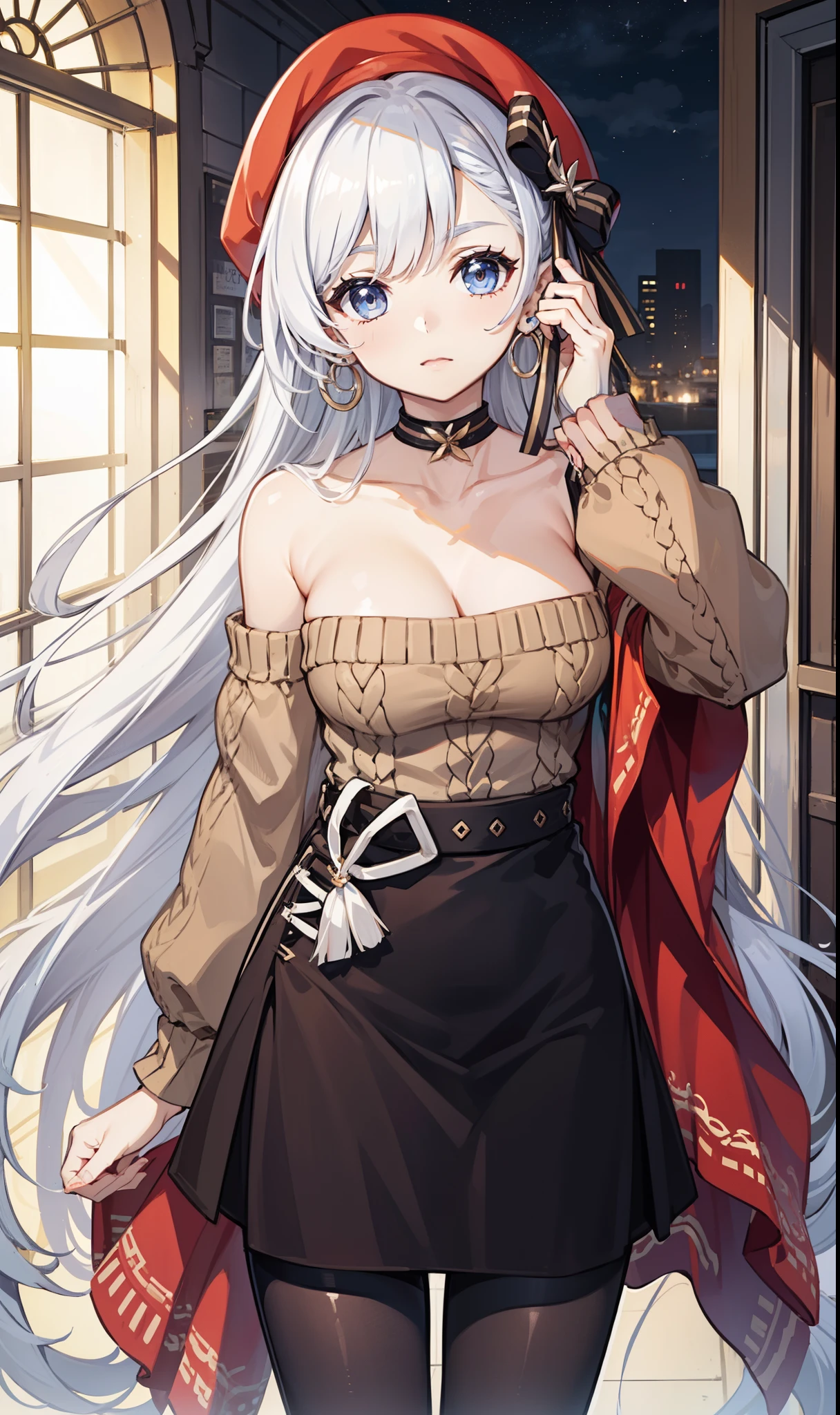 goddess，obsessed， Have Fun ，in love，( Modern Outfits)，Silver Hair， blue eyes， Clear Clothes ，Exquisite hair accessories， transparent lace ，Sky blue pattern，night，Dress nicely，bedroom，Lonely，night， carved suspenders ， Beautiful Face ，number