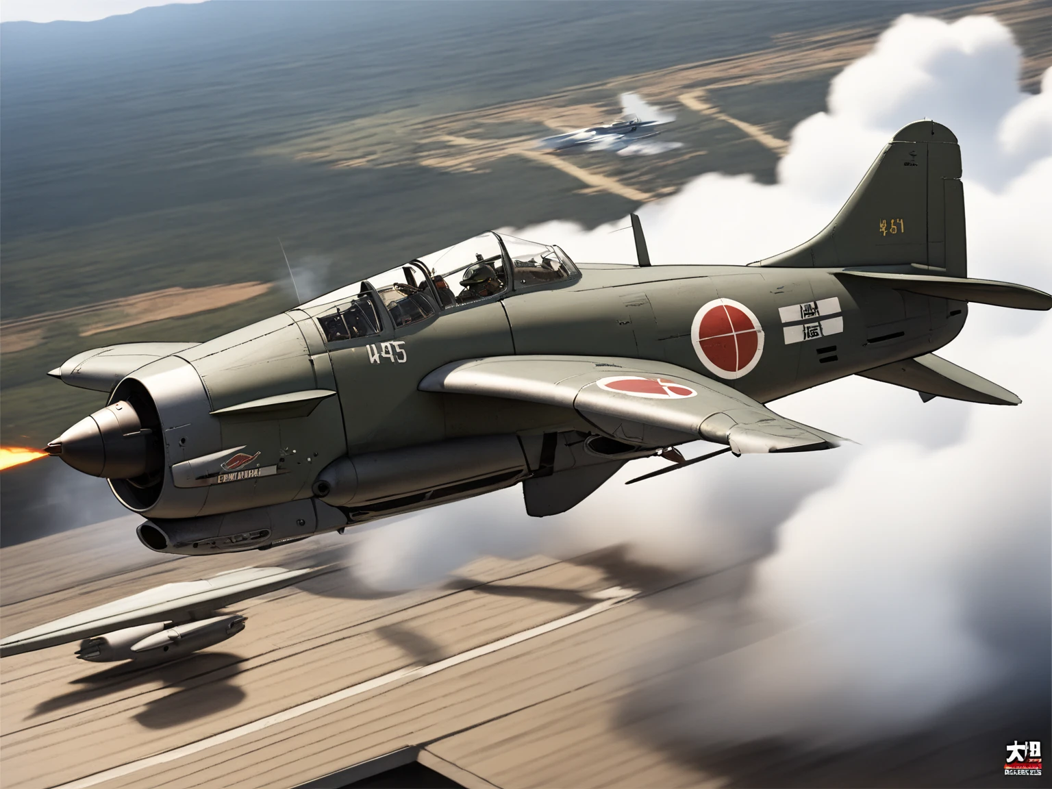 (masterpiece:1.3, top quality :1.3, very detailed depiction:1.3, incredible high resolution:1.3, high quality photo images ),Zero Fighter,Japanese military fighter ,propeller fighter,Air Combat,Reciprocating Fighter,Crash ,come down,Gunfire, dynamic images ,In the midst of fierce combat, Aggressive Atmosphere 