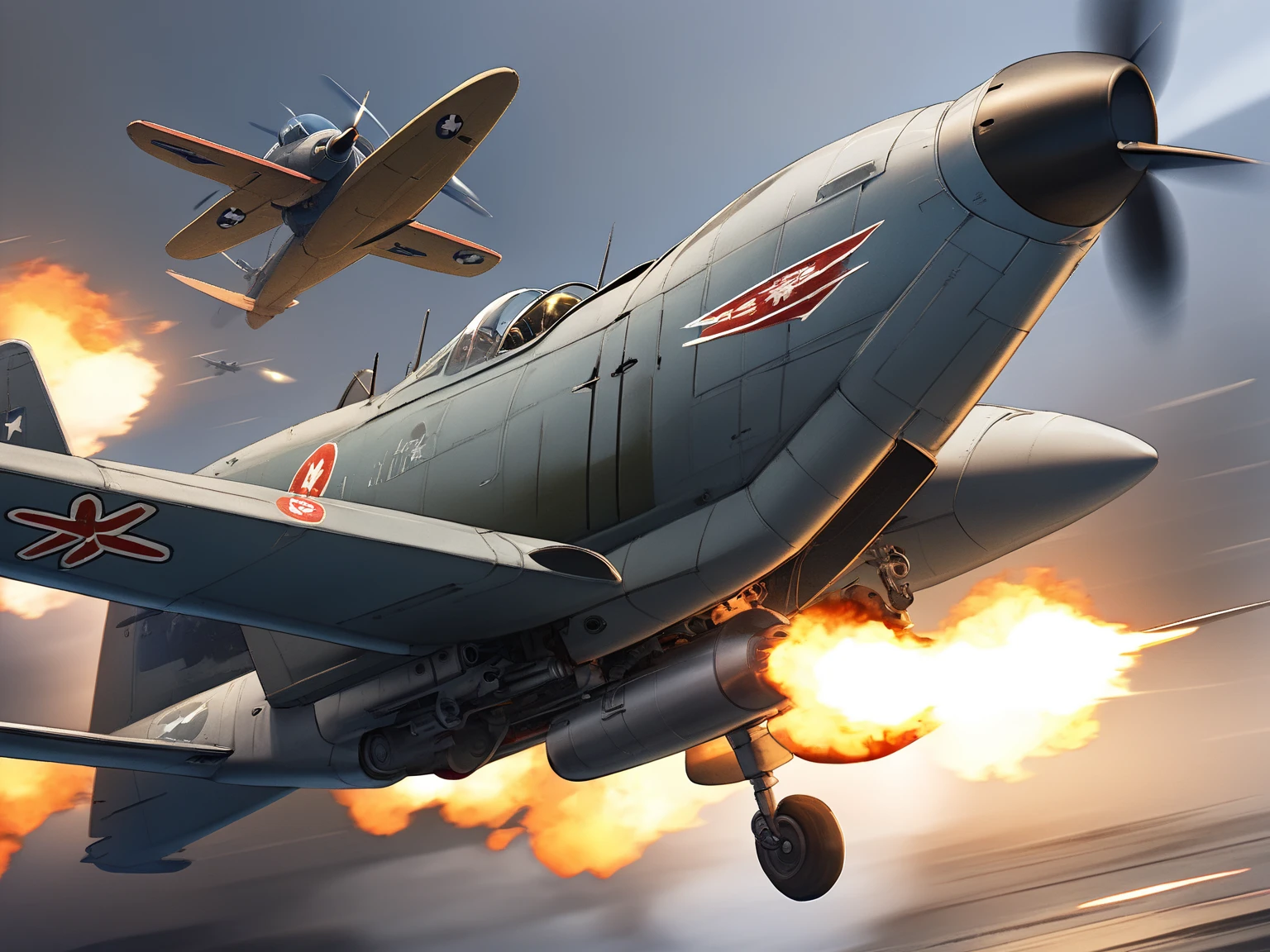 (masterpiece:1.3, top quality :1.3, very detailed depiction:1.3, incredible high resolution:1.3, high quality photo images ),Zero Fighter,Japanese military fighter ,propeller fighter,Air Combat,Reciprocating Fighter,Crash ,come down,Gunfire, dynamic images ,In the midst of fierce combat, Aggressive Atmosphere 