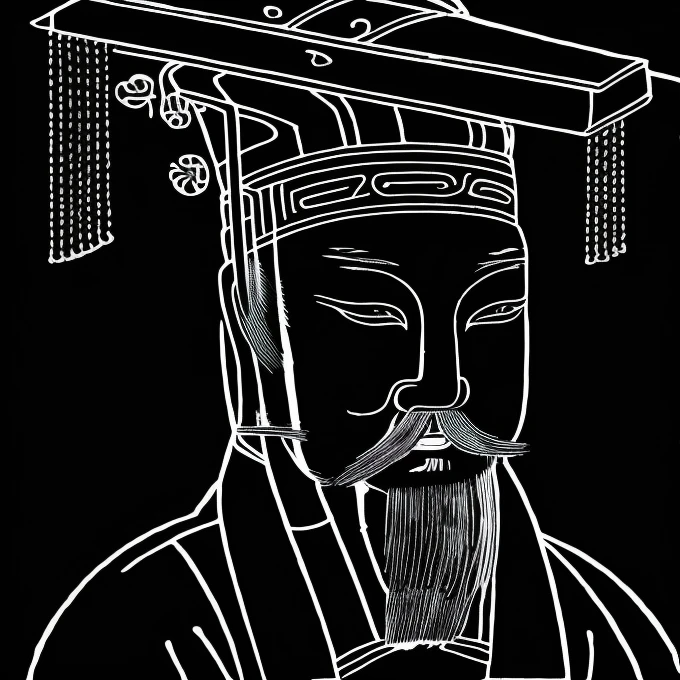 Vertical stripe background 、An ancient Chinese man wearing a degree hat、