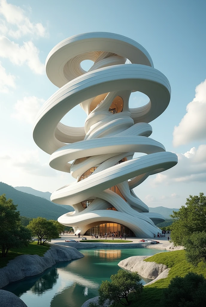 Create a building and landscape base on rotation and revolution and ...