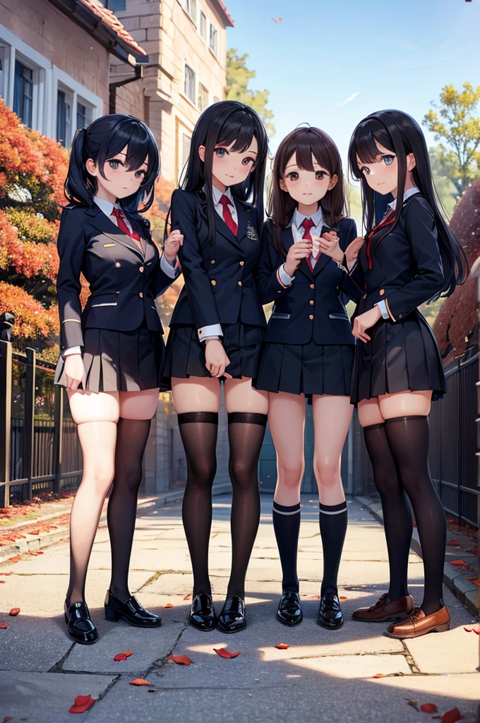 Three sexy women looking at the camera, Cultivate a smile, School nurse uniform, portrait, Kneel down