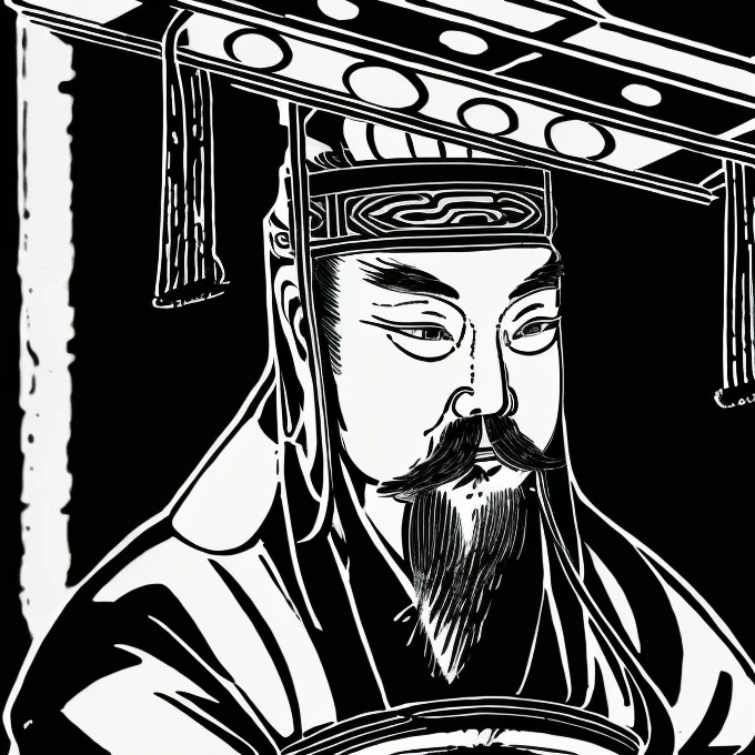 An ancient Chinese man wearing a degree hat、