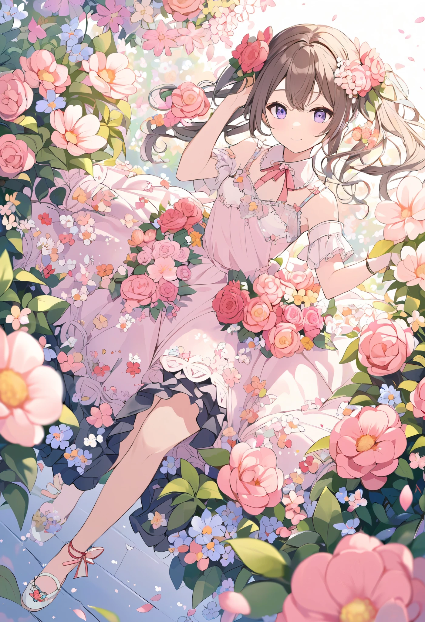 Girl surrounded by flowers